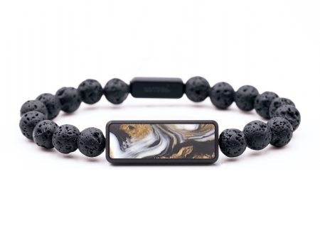 Lava Bead Wood+Resin Bracelet - Shelly (Black & White, 686239) Online now