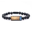 Lava Bead Wood+Resin Bracelet - Benjamin (Blue, 687536) Sale