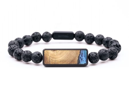 Lava Bead Wood+Resin Bracelet - Benjamin (Blue, 687536) Sale