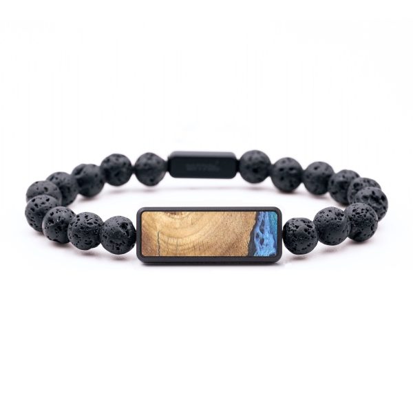 Lava Bead Wood+Resin Bracelet - Benjamin (Blue, 687536) Sale