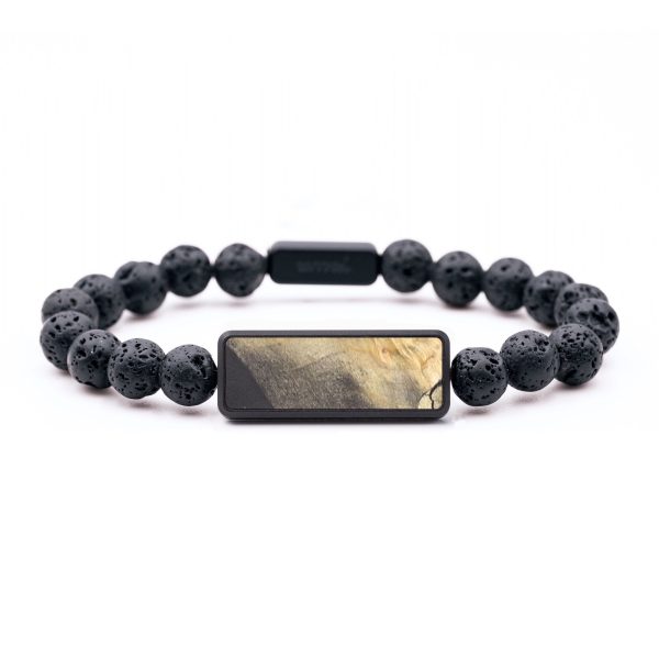 Lava Bead Wood+Resin Bracelet - Vicky (Pure Black, 683378) Hot on Sale