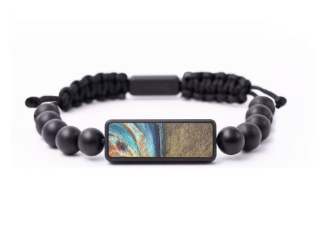 Onyx Bead Wood+Resin Bracelet - Henrietta (Teal & Gold, 684728) Online Sale