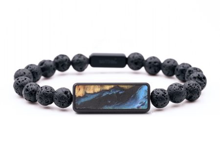 Lava Bead Wood+Resin Bracelet - Hubert (Blue, 687391) Cheap