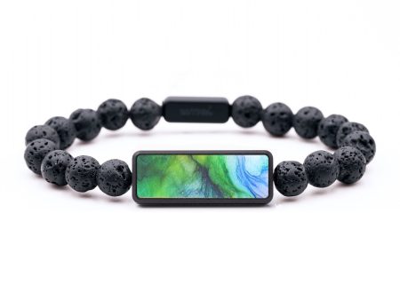 Lava Bead Wood+Resin Bracelet - Shawn (Blue, 687515) Cheap