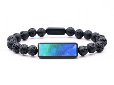 Lava Bead Wood+Resin Bracelet - Zaiden (Blue, 687476) For Sale