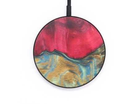 Circle Wood+Resin Wireless Charger - Annette (Teal & Gold, 686166) Online Sale