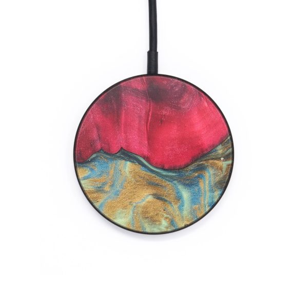 Circle Wood+Resin Wireless Charger - Annette (Teal & Gold, 686166) Online Sale