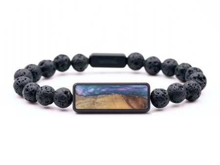 Lava Bead Wood+Resin Bracelet - Maureen (Blue, 687409) For Sale