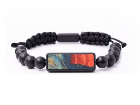 Onyx Bead Wood+Resin Bracelet - Valeria (Teal & Gold, 683509) Online Sale