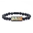 Lava Bead Wood+Resin Bracelet - Londyn (Teal & Gold, 684756) Supply