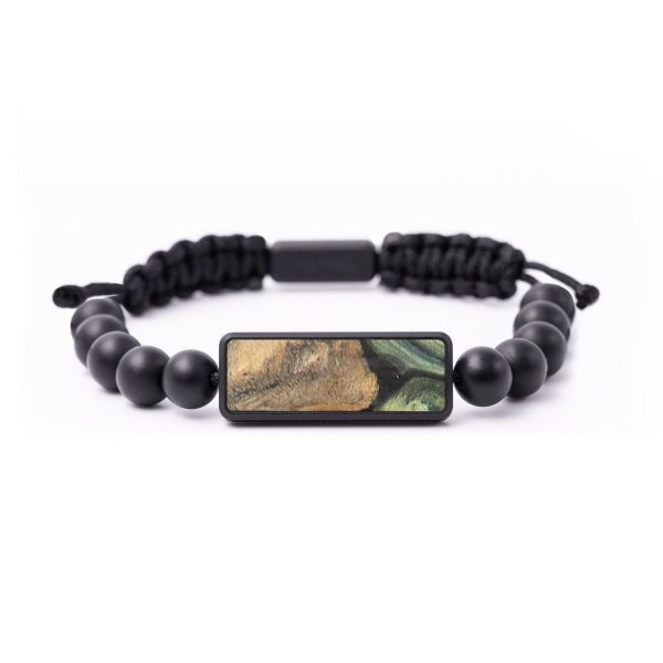 Onyx Bead Wood+Resin Bracelet - Lynda (Green, 688241) For Sale