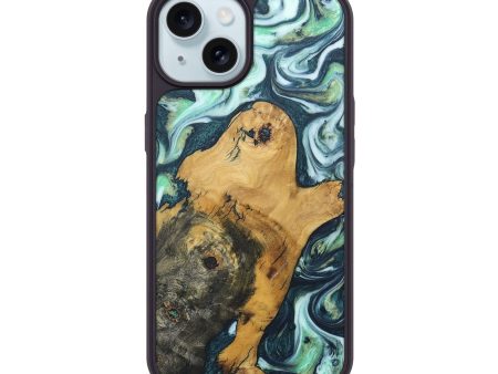 iPhone 15 Wood+Resin Phone Case - Aden (Green, 683996) Supply