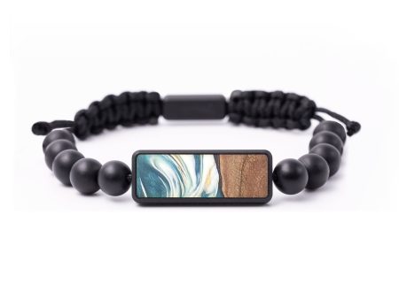 Onyx Bead Wood+Resin Bracelet - Hannah (Teal & Gold, 684773) For Cheap