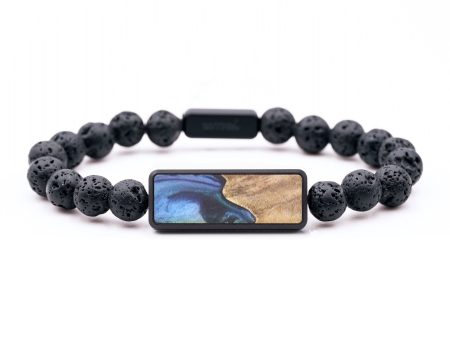 Lava Bead Wood+Resin Bracelet - Wesley (Blue, 684871) Supply