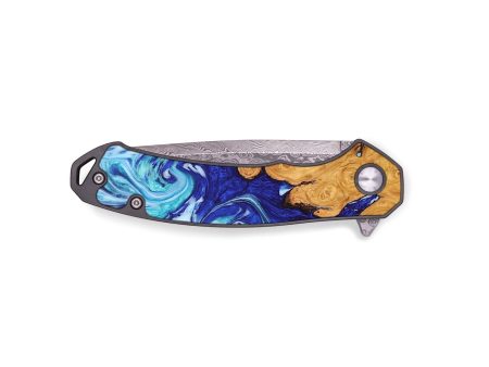 EDC Wood+Resin Pocket Knife - Tabitha (Blue, 688161) Hot on Sale