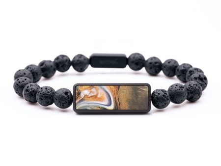 Lava Bead Wood+Resin Bracelet - Salvador (Black & White, 687369) on Sale