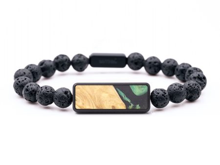 Lava Bead Wood+Resin Bracelet - Ramon (Green, 683735) Online now