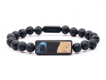 Lava Bead Wood+Resin Bracelet - Ramona (Blue, 683301) For Cheap