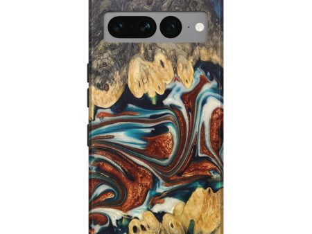 Pixel 7 Pro Wood+Resin Live Edge Phone Case - Cooper (Teal & Gold, 688291) on Sale