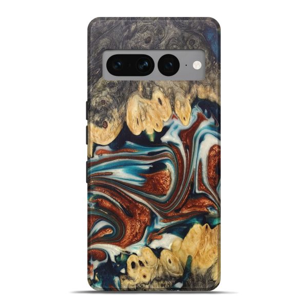 Pixel 7 Pro Wood+Resin Live Edge Phone Case - Cooper (Teal & Gold, 688291) on Sale