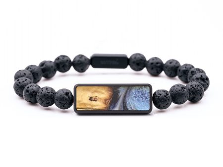 Lava Bead Wood+Resin Bracelet - Alexander (Blue, 683298) For Discount