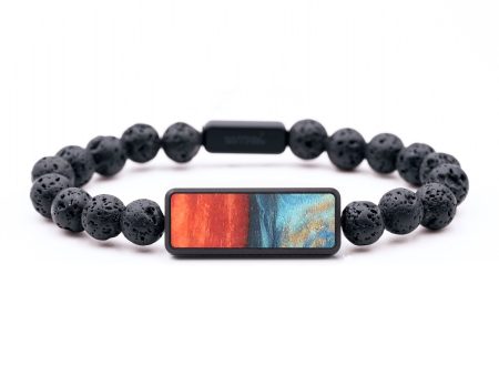 Lava Bead Wood+Resin Bracelet - Whitney (Teal & Gold, 683510) Hot on Sale