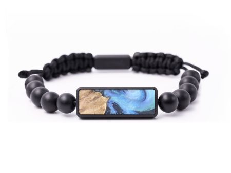 Onyx Bead Wood+Resin Bracelet - Thiago (Blue, 684865) For Sale