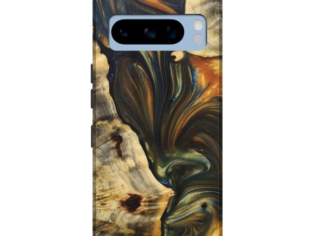 Pixel 8 Pro Wood+Resin Live Edge Phone Case - Miriam (Teal & Gold, 687008) For Discount