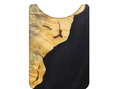 Live Edge Wood+Resin Wallet - Sherri (Pure Black, 685623) For Sale