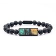 Lava Bead Wood+Resin Bracelet - Christopher (Green, 687381) Sale