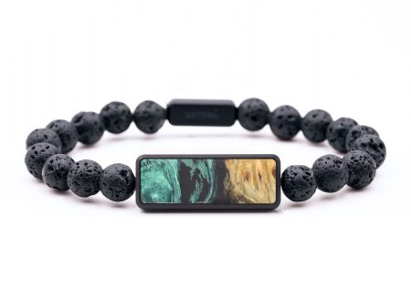 Lava Bead Wood+Resin Bracelet - Christopher (Green, 687381) Sale