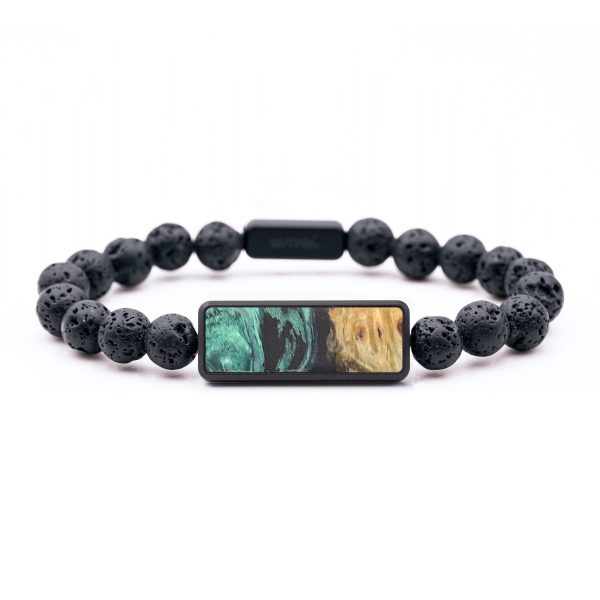 Lava Bead Wood+Resin Bracelet - Christopher (Green, 687381) Sale