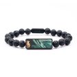 Lava Bead Wood+Resin Bracelet - Ivy (Green, 683319) Sale