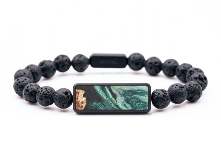 Lava Bead Wood+Resin Bracelet - Ivy (Green, 683319) Sale