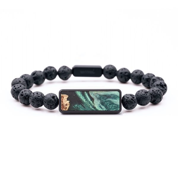 Lava Bead Wood+Resin Bracelet - Ivy (Green, 683319) Sale