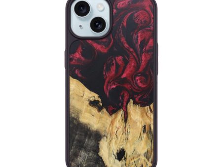 iPhone 15 Wood+Resin Phone Case - Alisa (Red, 684128) Online Hot Sale