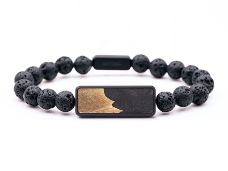 Lava Bead Wood+Resin Bracelet - Rochelle (Pure Black, 683371) Discount