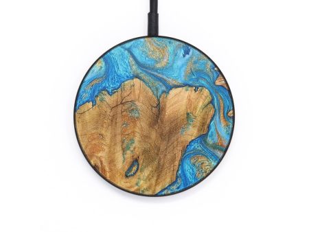 Circle Wood+Resin Wireless Charger - Harlow (Teal & Gold, 687332) Sale