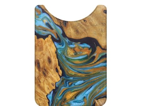 Live Edge Wood+Resin Wallet - Jonas (Teal & Gold, 685784) Online Hot Sale