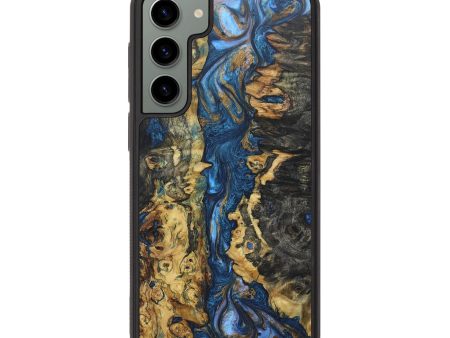 Galaxy S23 Plus Wood+Resin Phone Case - Beatrice (Teal & Gold, 685490) Hot on Sale