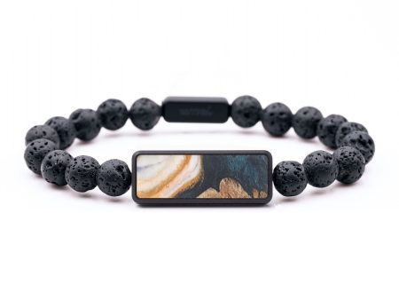 Lava Bead Wood+Resin Bracelet - Anderson (Teal & Gold, 684779) on Sale