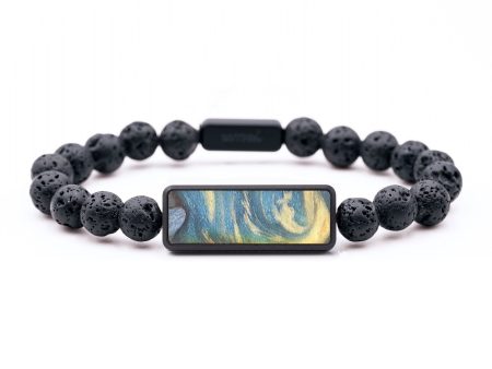 Lava Bead ResinArt Bracelet - Jonas (Teal & Gold, 684782) For Discount