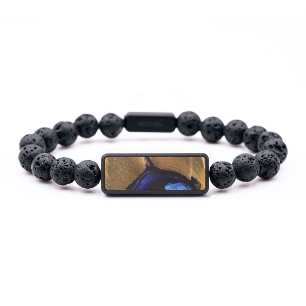 Lava Bead Wood+Resin Bracelet - Toby (Blue, 687401) Supply