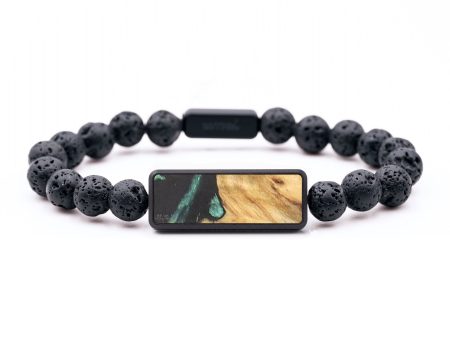 Lava Bead Wood+Resin Bracelet - Gwen (Green, 687379) For Cheap