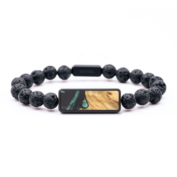 Lava Bead Wood+Resin Bracelet - Gwen (Green, 687379) For Cheap