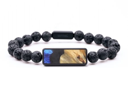 Lava Bead Wood+Resin Bracelet - Kasey (Blue, 687402) Online now