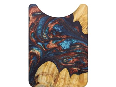 Live Edge Wood+Resin Wallet - Kaelyn (Teal & Gold, 684475) Hot on Sale