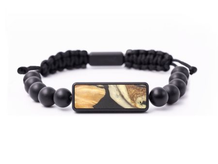 Onyx Bead Wood+Resin Bracelet - Aubrey (Black & White, 687377) For Sale