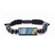 Onyx Bead Wood+Resin Bracelet - Frederick (Teal & Gold, 684771) Online now