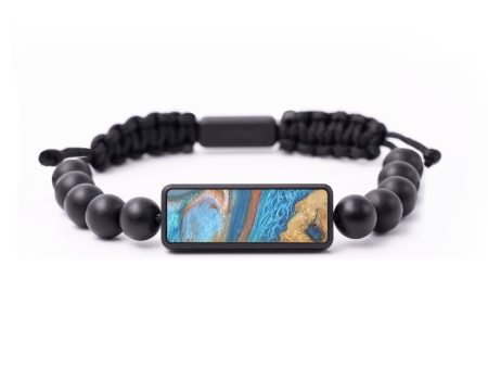 Onyx Bead Wood+Resin Bracelet - Frederick (Teal & Gold, 684771) Online now